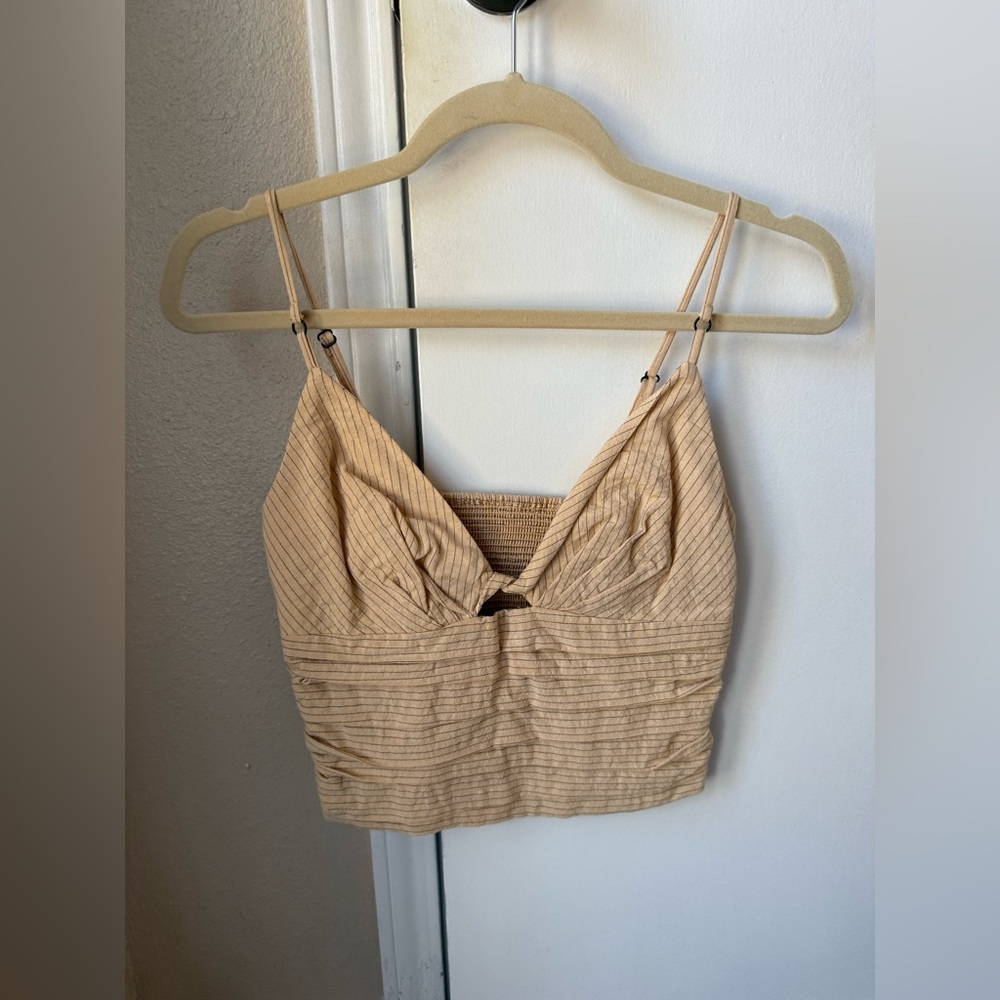 Zara Beige Striped Crop Top